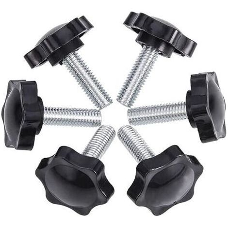 Pack of 6 M8 Thumb Screws – Carbon Steel with Plastic Head – 50mm Length, 44mm Diameter – Star Thread for Easy Adjustment (1/5)