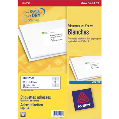 J8162-25 etiqueta para dirección Blanco