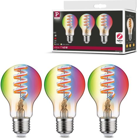 Filament 230V Smart Home Zigbee LED ampoule E27 3x470lm 3x6,3W RGBW+ gradable Doré ampoule (1/5)