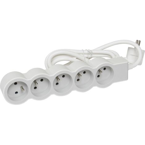 Legrand - Rallonge 5x2P+T avec cordon 1,5m 3G 1mm² - blanc/gris clair