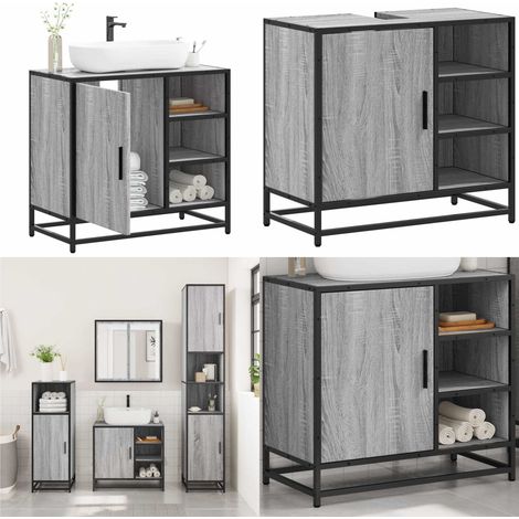 vidaXL Waschbeckenunterschrank Grau Sonoma 65x33x60 cm Holzwerkstoff (1/5)