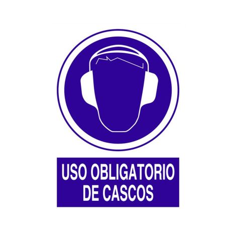 Señal adhesiva 148x105mm - uso obligatorio de cascos