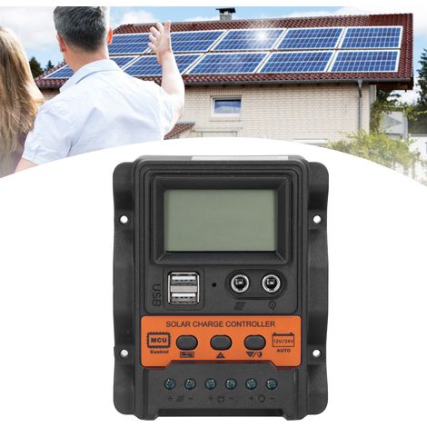 12V/24V Solarladeregler mit dualer Gleichstromanzeige, LCD-Bildschirm und USB-Anschluss, 30A (1/5)