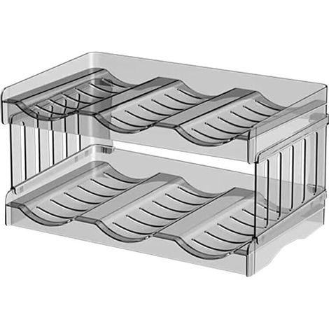 Porte Range Bouteille en Plastique 2 Pièces Moderne Étagère Gourdes Empilable Casier à Bouteille pour Lot de 6 Vin ou Autre Boisson Transparent Casier Bouteille d'eau Boîte pour Cuisine Armoire Frigo (1/5)