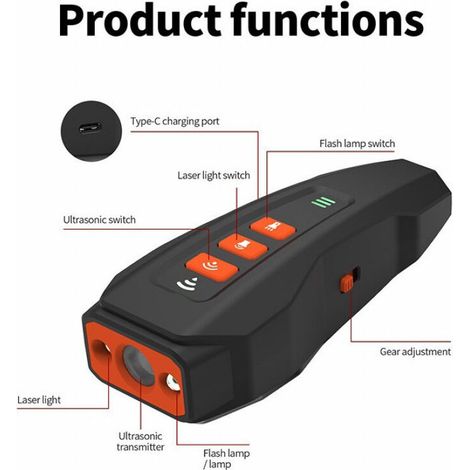 Dispositif portable de dressage canin, anti-aboiements à ultrasons, rechargeable, avec lumière LED clignotante à fréquence variable. (1/5)