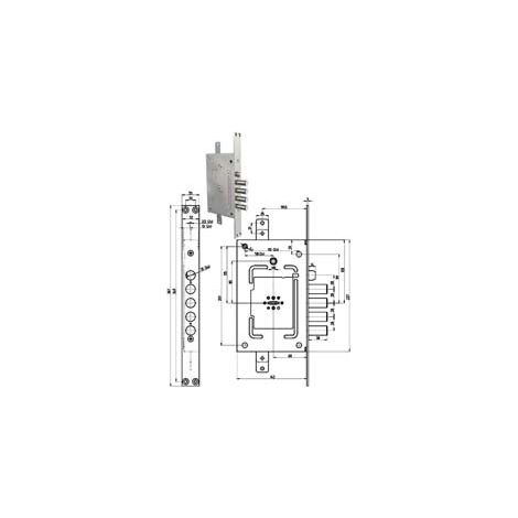 SERRATURA TRIPLICE INFILARE C/SCROCCO DOPPIA MAPPA BLIND. REVERS. 2650  chiave mm.116 (265003)    CR