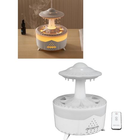 UFO New Raindrop Luftbefeuchter, kleiner Tisch-Luftvernebler für Zuhause, farbenfroher, tropfenförmiger Aromadiffusor fürs Schlafzimmer, Holzoptik, 100-240 V, Weiß (Europäischer Standard) (1/5)