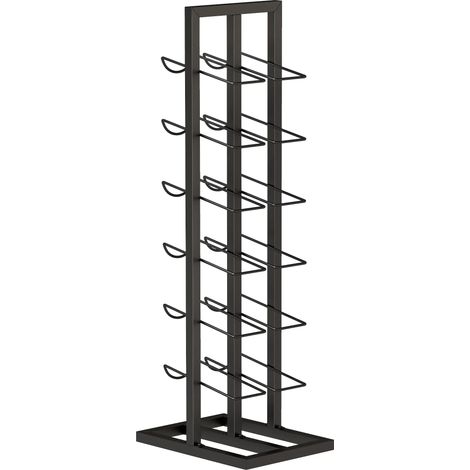 Casier à vin 12 bouteilles en métal noir, design industriel compact pour petits espaces, coin de cuisine ou salle à manger, avec sangle anti-basculement  CHICFURN (1/5)