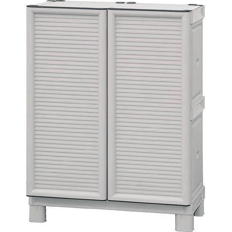 Dmora - Armadio da esterno Arlinda, Mobile outdoor, Armadio balcone multiuso, Armadietto outdoor, 100% Made in Italy, Grigio chiaro, 70x39h92 cm