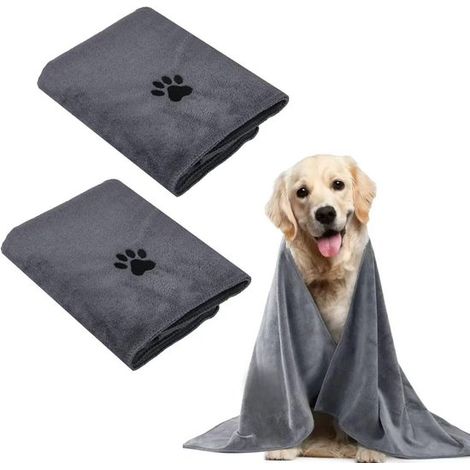 Set di 2 asciugamani per cani, 100 x 50 cm. Microfibra assorbente e ad asciugatura rapida. (1/5)
