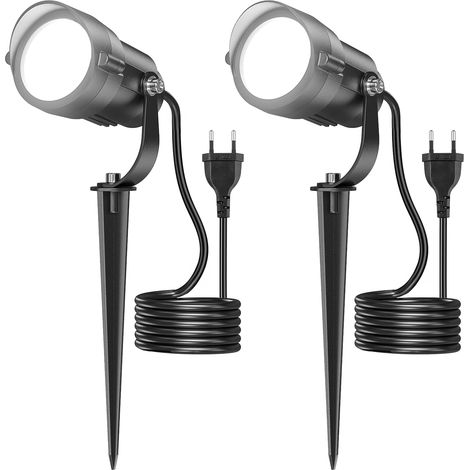 2pc Projecteur extérieur 12 W 5000 K Froid Blanc, projecteur LED réglable IP65 270° avec câble de 1,5 m – Jardin, plantes, éclairage de jardin, Lumière froide [Classe énergétique A] (1/5)