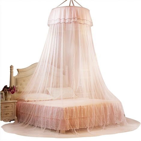 Moustiquaire ronde respirante en dentelle princesse, voilage de lit en filet (Vert jade) (1/5)
