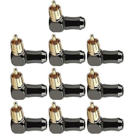 Lot de 10 connecteurs RCA mâles coudés à 90° pour soudure de câbles audio, haut-parleurs et vidéos. (1/5)