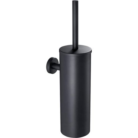 Black Hanging Toilet Brush with Brush Holder, 304 Stainless Steel Toilet Broom with Long Handle, Toilet Brush with Antibacterial Brush Holder (1/5)