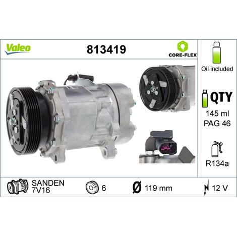 Compresseur, climatisation Valeo 813419 FORD 1211741 1458685 7H0820803C