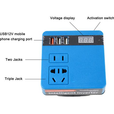 Onduleur de batterie au lithium 120 W, outils multifonctions, 21 V à 220 V CA, double moteur, protections multiples intelligentes avec fonction d'affichage de la tension. (1/4)
