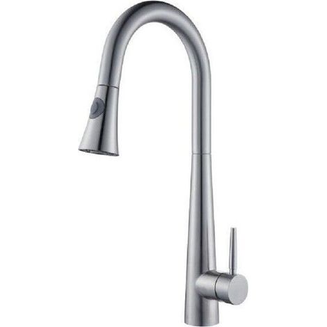 TRADE SHOP - Miscelatore Rubinetto Monocomando Lavello Cucina Con Doccetta A Canna Alta 52692 - (1/5)