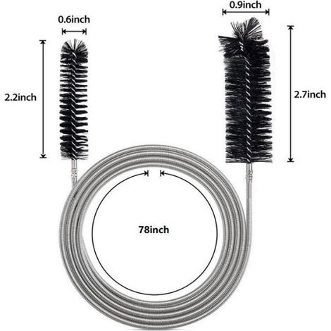 Brosse de nettoyage flexible pour tube d'alimentation - Outil de nettoyage de tuyauterie - Noir (2M) (1/5)