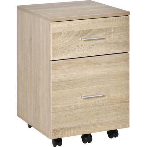 Caisson de Bureau Mobile à 2 Tiroirs pour Dossiers Suspendus A4 Meuble de Rangement sur 5 Roulettes 39,5x39x58,5 cm (1/5)