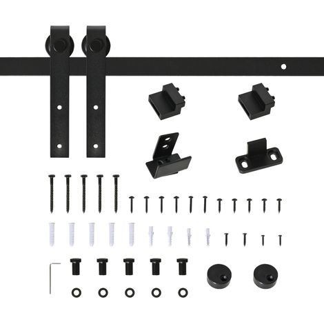 Schiebetür-System aus schwarzem Stahl für Einzeltür, Schiene 183 cm, MODENUIT (1/4)