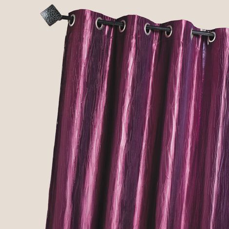 Rideau en taffetas froissé à œillets Prune 135x260 cm