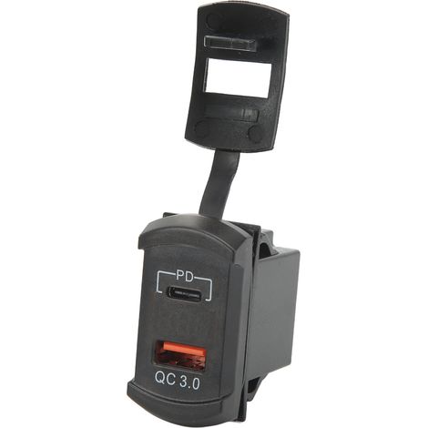 QC 3.0 PD USB-Kfz-Ladegerät mit Zigarettenanzünderstecker, Voltmeter, blauer Hintergrundbeleuchtung, 12–24 V Eingang, 5 V 3,1 A Ausgang für Auto, Motorrad und Wohnmobil (1/5)