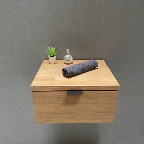 Tiroir suspendu 48 cm en chêne - Massif naturel - Meuble de salle de bain design et fonctionnel (1/4)