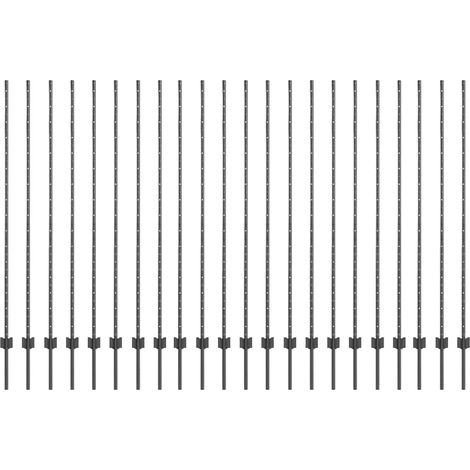 Poteaux de clôture 44 pcs U-Channel Gris 200 cm Acier CFW7726311 (1/5)