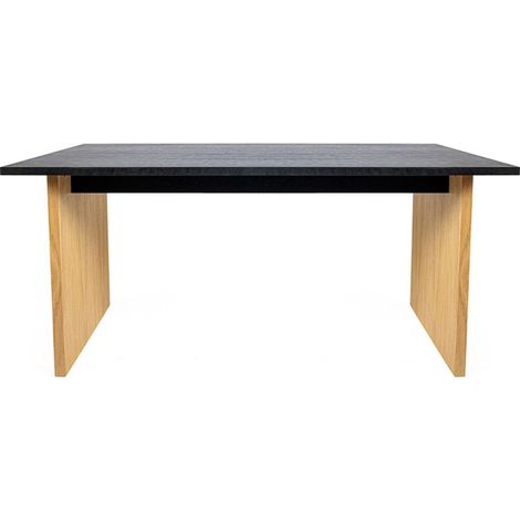 Table à Manger Design en Bois "Stripe" 160cm Noir (1/3)