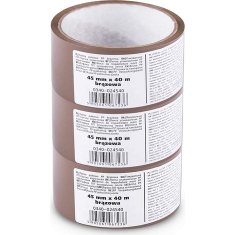Scley 3 pezzi Nastro per Imballo, larghezza del nastro 45mm, lunghezza 40m, Nastro da imballaggio PP, Nastro Adesivo Marrone, Nastro di imballaggio per trasloco, ristrutturazione, A0340-020340