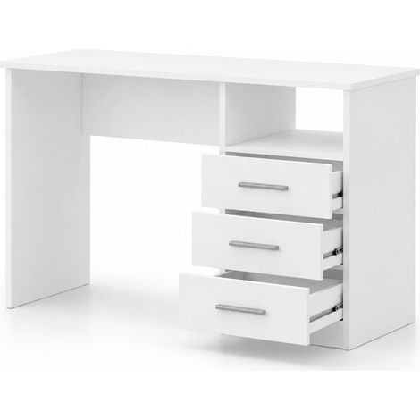 Desk Salvaspazio Con Cassetti Laterali Scrivania Per Studio Ufficio Postazione PC Soggiorno Sala Da Pranzo 120 X 72 X 48 Cm Bianco (1/5)
