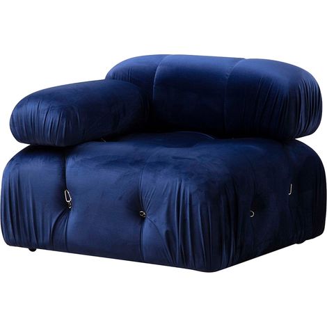 Módulo angular izquierdo para sofá modular de terciopelo Bubble 1LV - Azul Marino (1/2)