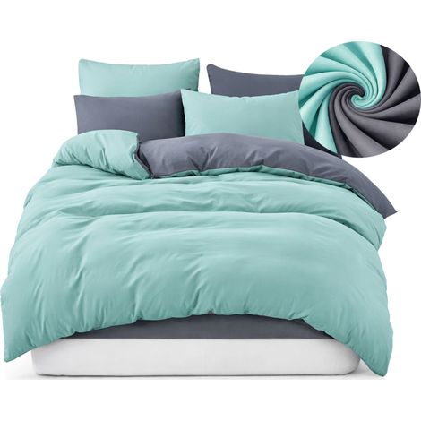 Parure de lit moderne bicolore 160x200 cm Sennova avec fermeture éclair, coton (1/5)