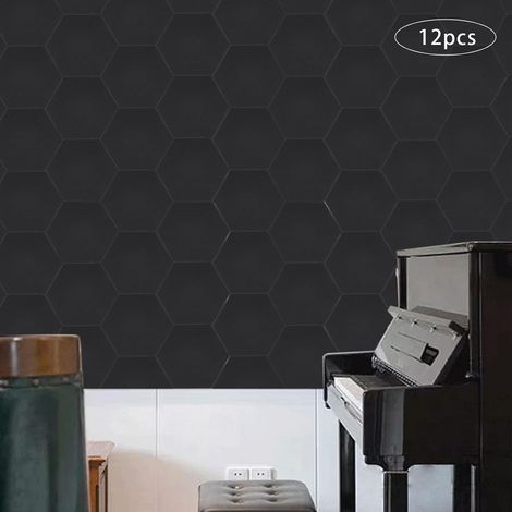 Hexagon Panel 30×35 cm, 12 Stück Akustik Panel aus Polyester-Faser, Hexagon Akustik Absorber Schallschutzplatten Akustikpaneele Wand, Wandpaneele für Tonstudio, Büro,Studio,Wanddekoration (Schwarz) (1/5)
