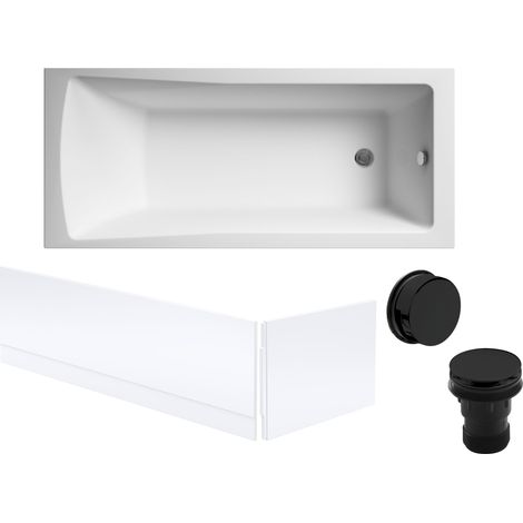 Square Single Ended 1700x700 with Leg Set, Black Waste & Front & End Bath Panels (1/5)