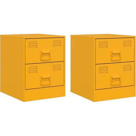 Maison Exclusive - Nachttische 2 Stk. Gelb 34,5x39x44 cm Stahl