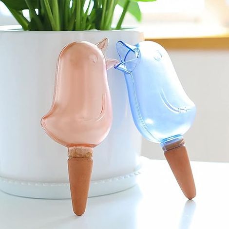 Automatischer Pflanzensprengerstab, automatisches Bewässerungsgerät für Zimmer- und Gartenpflanzen, in Form eines Vogels (blau + rot) (1/5)
