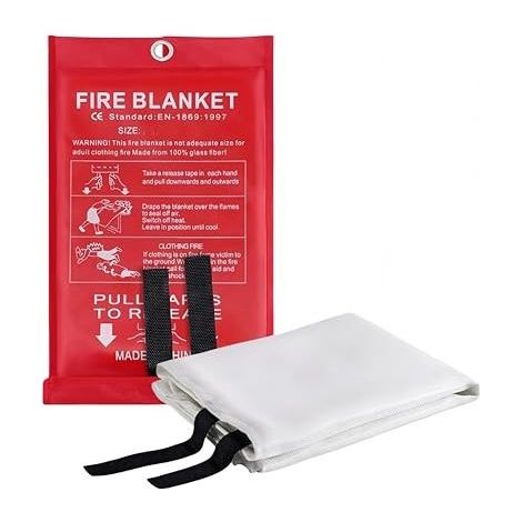 Couverture Anti-Feu,Couverture Anti-Feu d'urgence,1 1m Couverture Anti Feu en Fibre de Verre pour Camping,Cuisine,Maison,Bureau,Voiture (1/5)