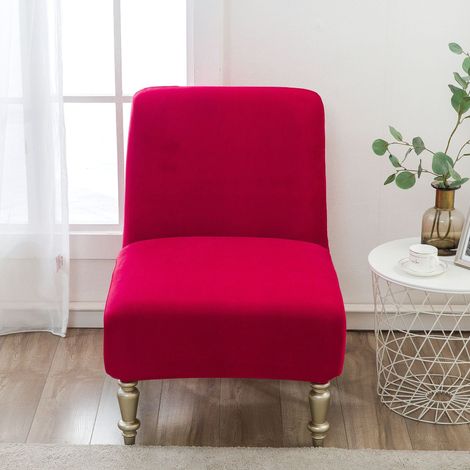 Housse De Chaise Sans Bras - Extensible Non Glissant Pour Fauteuil Accent - Protection Meuble Salon Salle À Manger - Rouge - 1 Pièce (1/4)