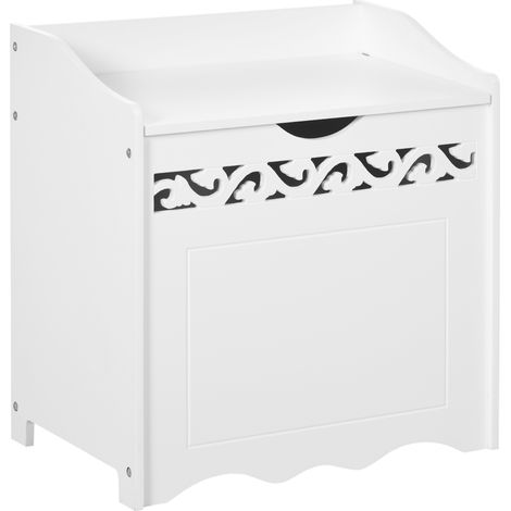 Mobiletto da Bagno in Legno con Vano Contenitore, 55x34x58 cm, Bianco