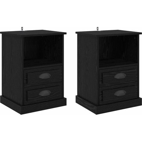 Maison Exclusive - Nachttisch 2 pcs Schwarz Eichen-Optik 36 x 43