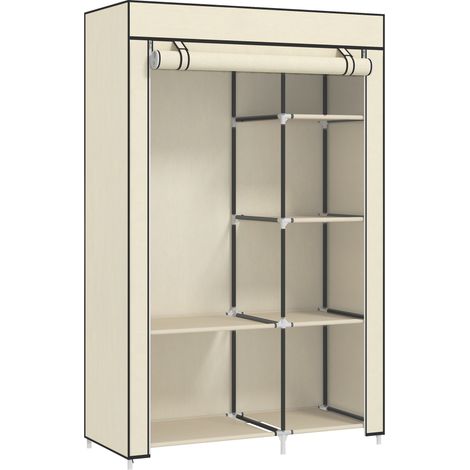 Armadio Portatile Guardaroba Salvaspazio 103x43x162.5 cm in Tessuto Non Tessuto Crema (1/5)