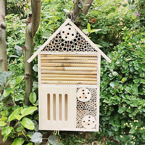 Hôtel à Insectes en Bois Maison pour Abeilles Coccinelles et Papillons Abri Naturel pour Jardin