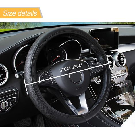 Coprivolante per auto, elastico, coprivolante per auto in microfibra, diametro 38 cm, coprivolante per auto morbido e traspirante antiscivolo, coprivolante universale (nero) (1/4)