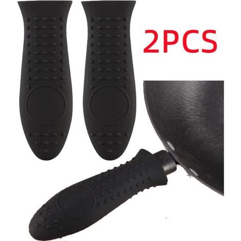 Poignée de casserole amovible - Silicone - Noir - Anti-brûlure - Antidérapante - Facile à nettoyer (1/4)