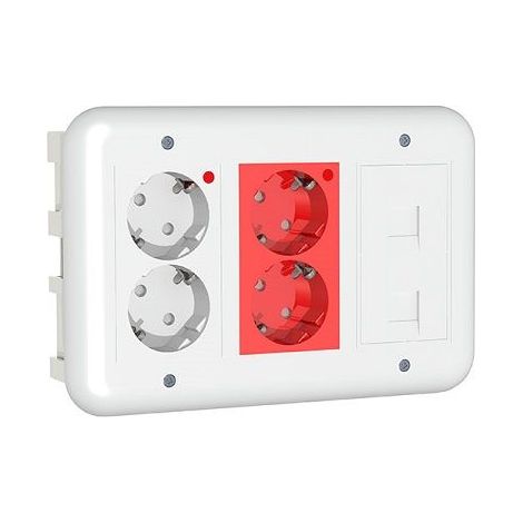 Kit puesto trabajo empotrar 4 schukos y 2 RJ45 Blanco
