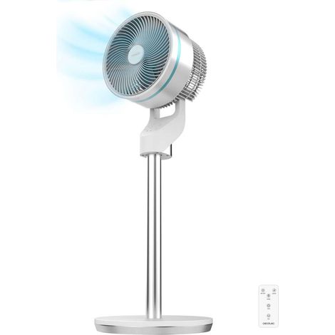 Cecotec Ventilador Circulador de Aire de Pie con Mando a Distancia EnergySilence 1000 Cyclone Smart. 60W, Diámetro 9", Oscilación Automática, Temporizador 7h, Control Táctil