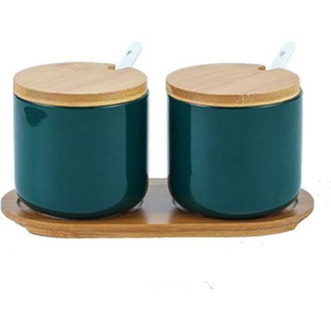 Ensemble 2 pots à épices en céramique 260 ml vert