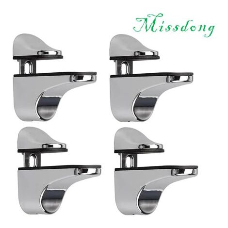 Pair Support D'étagère en Verre Réglable, 4 Pcs Support D'étagère en Verre, Pince en Verre à Fixation Murale, Support pour Étagères en Verre, pour Tablette Verre (1/5)