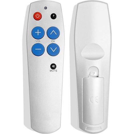 Télécommande TV à gros boutons - Facile à utiliser et à installer - Universelle - Télécommande TV basique - Idée cadeau adaptée aux personnes atteintes de démence (1/3)